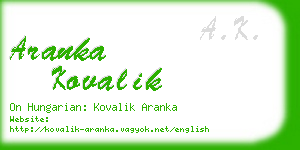 aranka kovalik business card